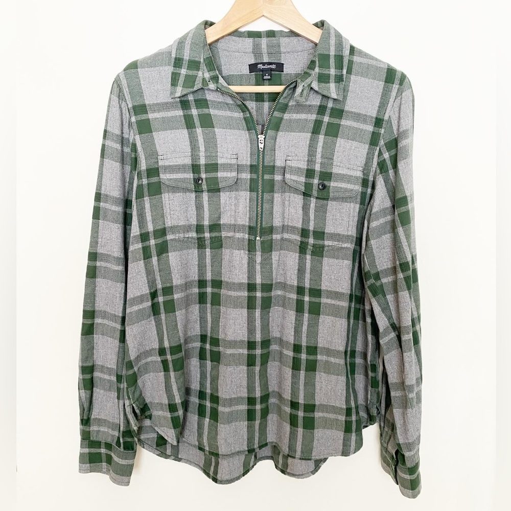 Madewell Washburn Plaid Flannel Zip-Front Popover